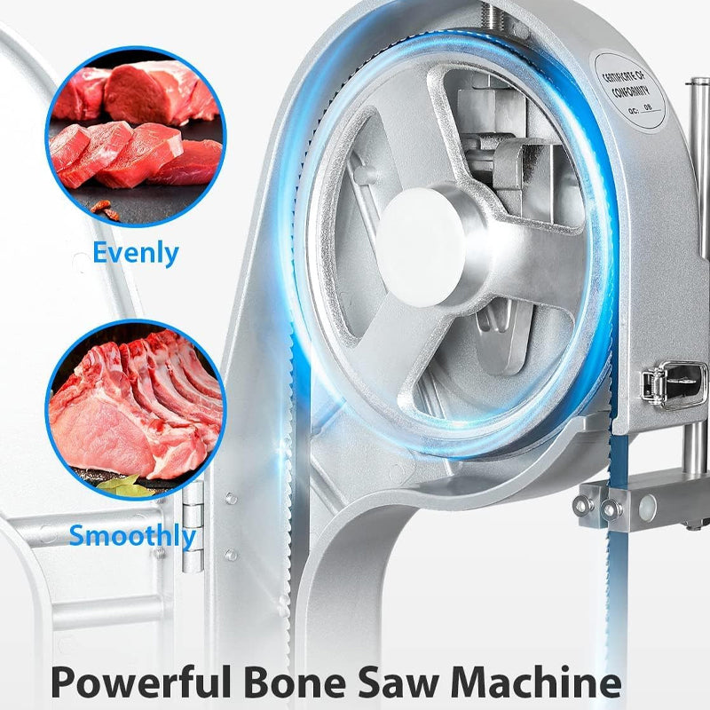 1500w Electric Meat Bandsaw Stainless Steel Bone Saw Machine with 6 Saw Blades