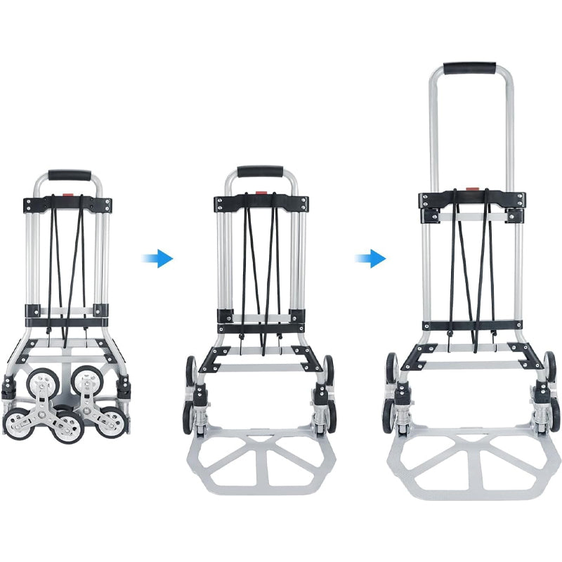 220 lbs Capacity Stair Climbing Cart with Telescoping Handle Folding Dolly Cart with 6 Wheels