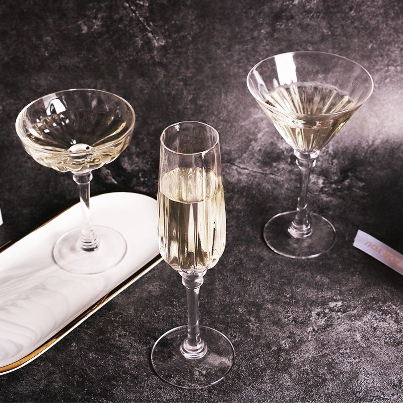 Textured Spirits Glass Champagne Cocktail Martini Glass Customized Crystal Stemware