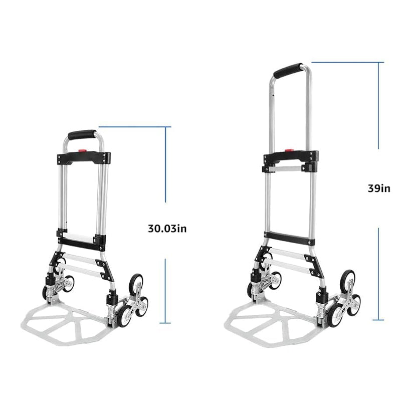 220 lbs Capacity Stair Climbing Cart with Telescoping Handle Folding Dolly Cart with 6 Wheels