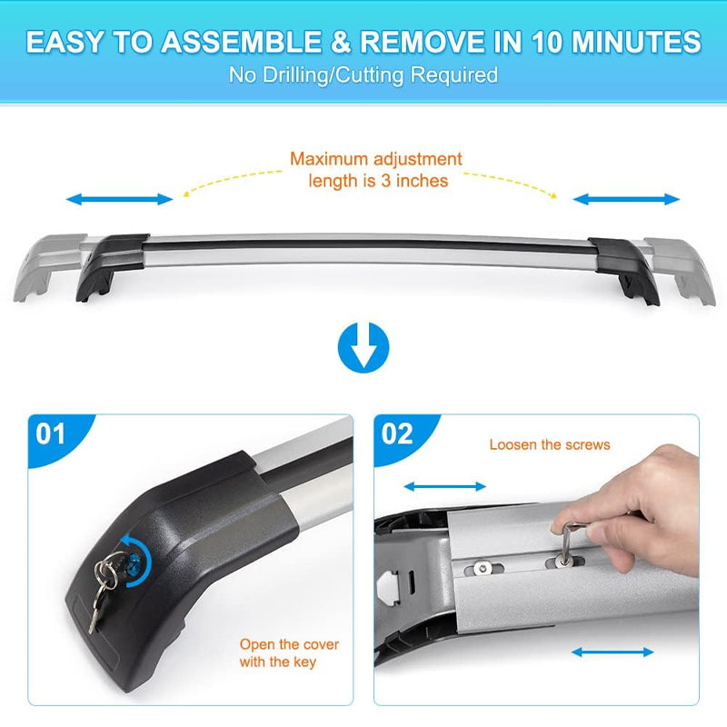 Roof Rack Cross Bars for Hyundai Tucson 2016-2021 Aluminum Luggage Rack Roof Rack Crossbar