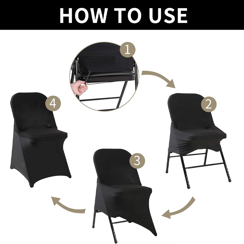 50pcs Stretch Spandex Folding Chair Covers Removable Washable Protective Slipcovers