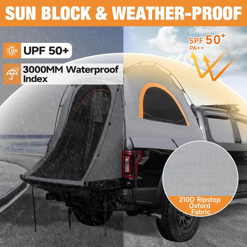5.5-5.8ft Truck Tent PU3000 Waterproof Pickup Truck Tent Truck Bed Tent 2-3 Person