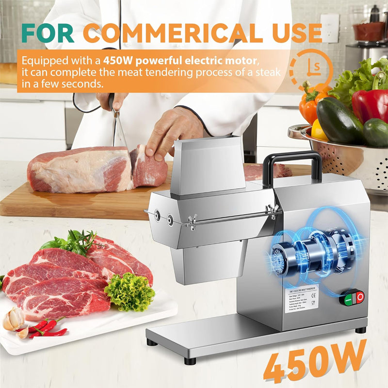 450w Commercial Meat Tenderizer 200lb/h Stainless Steel Tenderizer Tool for Beef Steak Pork Chicken