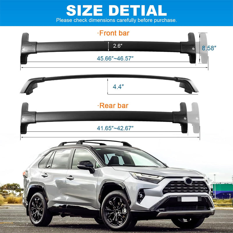 260lbs Roof Rack Cross Bars for Toyota RAV4 2019-2024 LE XLE XSE Aluminum Lockable Crossbars