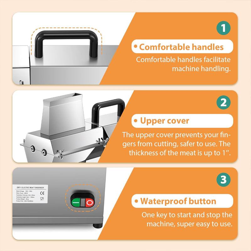 450w Commercial Meat Tenderizer 200lb/h Stainless Steel Tenderizer Tool for Beef Steak Pork Chicken