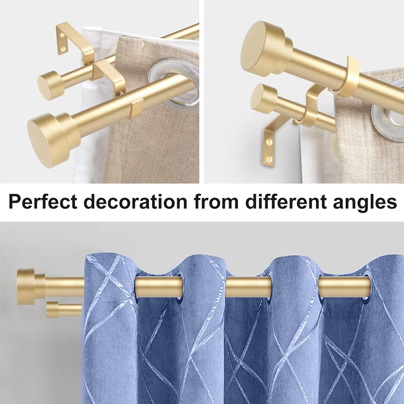 72 to 144 Inch Double Curtain Rods 1 Inch Diameter Heavy Duty Adjustable Double Drapery Rod Set