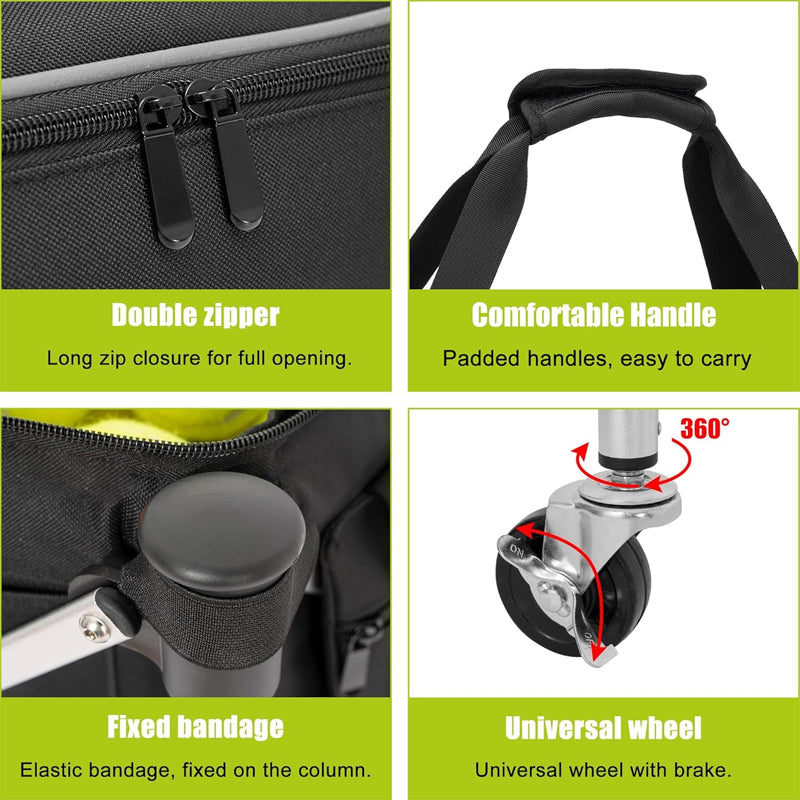 Foldable Tennis Cart Holds 180 Tennis Balls Auminum Alloy Sports Teaching Cart with Storage Bag