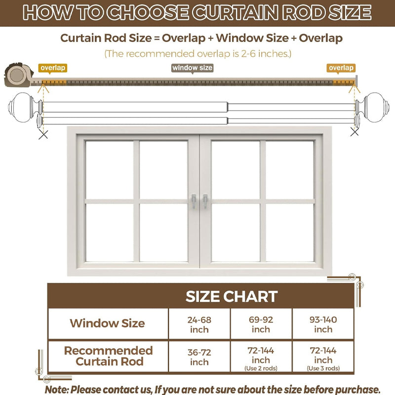 36 to 72 Inch Double Curtain Rods with Silver Translucent Finials 1 Inch Double Window Drapery Rod