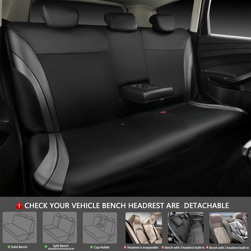 Car Seat Covers Premium Carbon Fiber Leather 5mm Composite Sponge Inside for SUV Van Sedan Truck