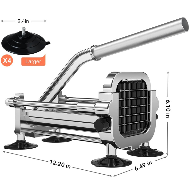 French Fry Cutter with 1/2 Inch and 3/8 Inch Blades Stainless Steel Manual Potato Cutter