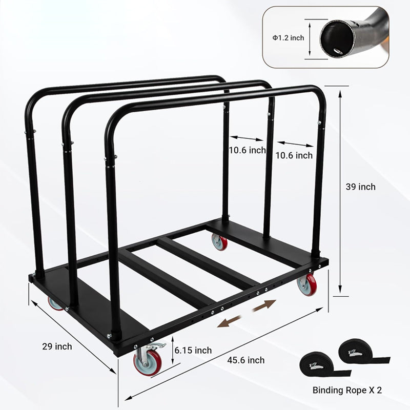 1800 LBS Folding Table Cart Drywall Cart with 5" PU Swivel Wheels Heavy Duty Table Dolly