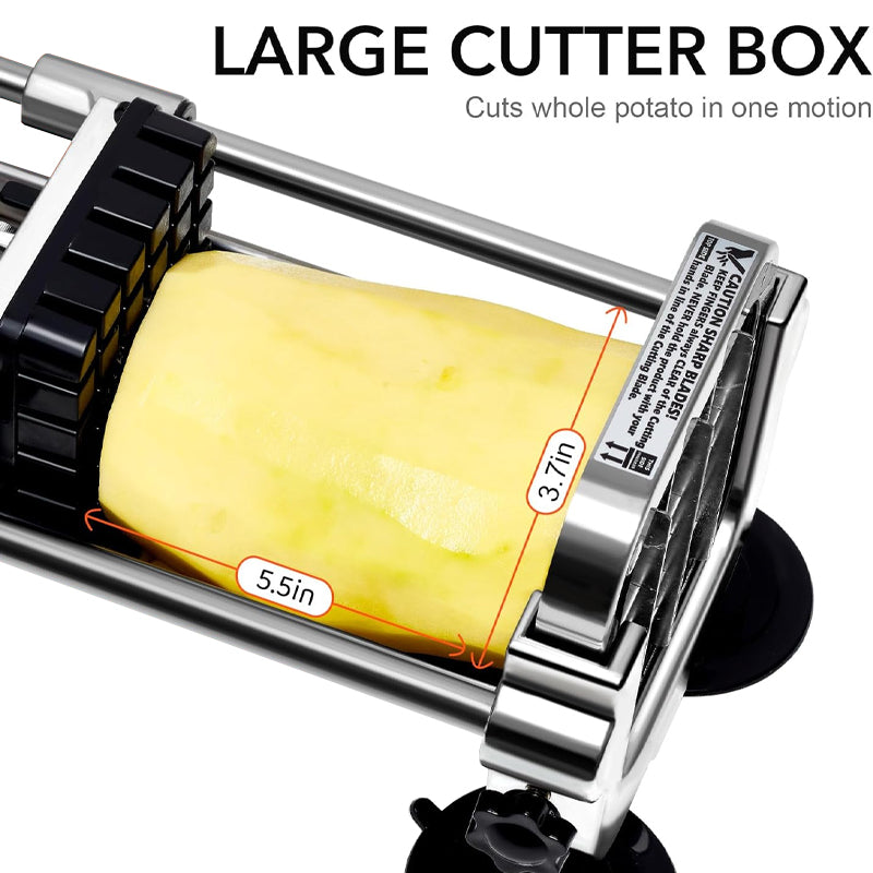 French Fry Cutter with 1/2 Inch and 3/8 Inch Blades Stainless Steel Manual Potato Cutter