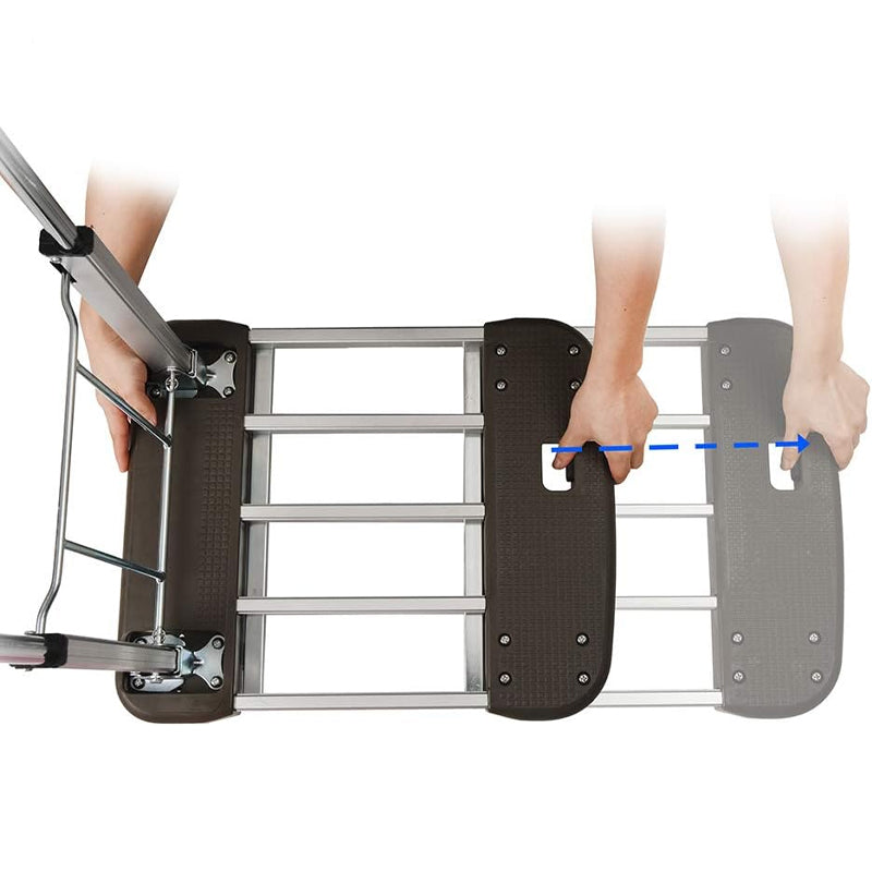 330 lbs Capacity Folding Hand Cart Aluminum Platform Cart Foldable Push Cart with Polyurethane Mute Wheel