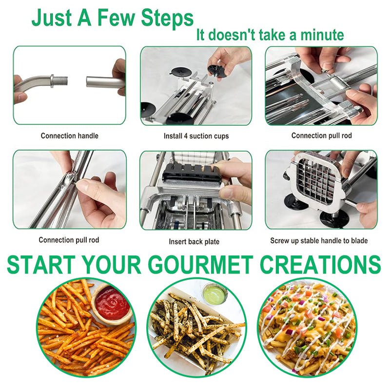 Manual Potato Cutter with 1/2 Inch Blade Stainless Steel French Fry Cutter for Carrot Yam