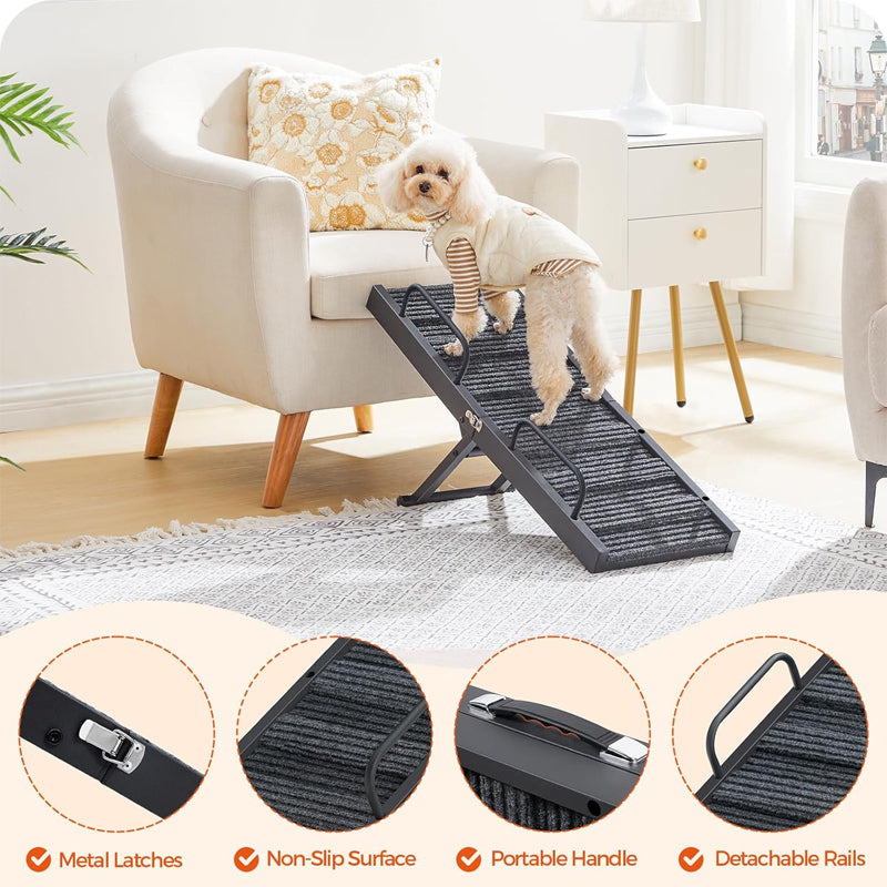 Dog Ramp 32" Long Folding Pet Ramp 5 Adjustable Height from 10.2" to 21.7" for Couch Bed or Car