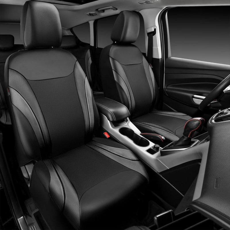 Car Seat Covers Premium Carbon Fiber Leather 5mm Composite Sponge Inside for SUV Van Sedan Truck