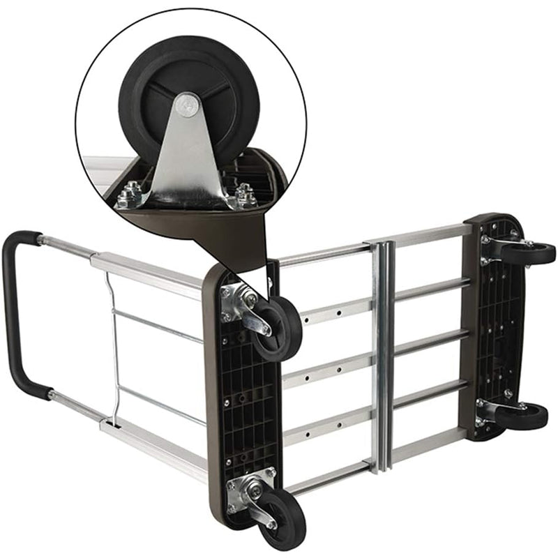 330 lbs Capacity Folding Hand Cart Aluminum Platform Cart Foldable Push Cart with Polyurethane Mute Wheel