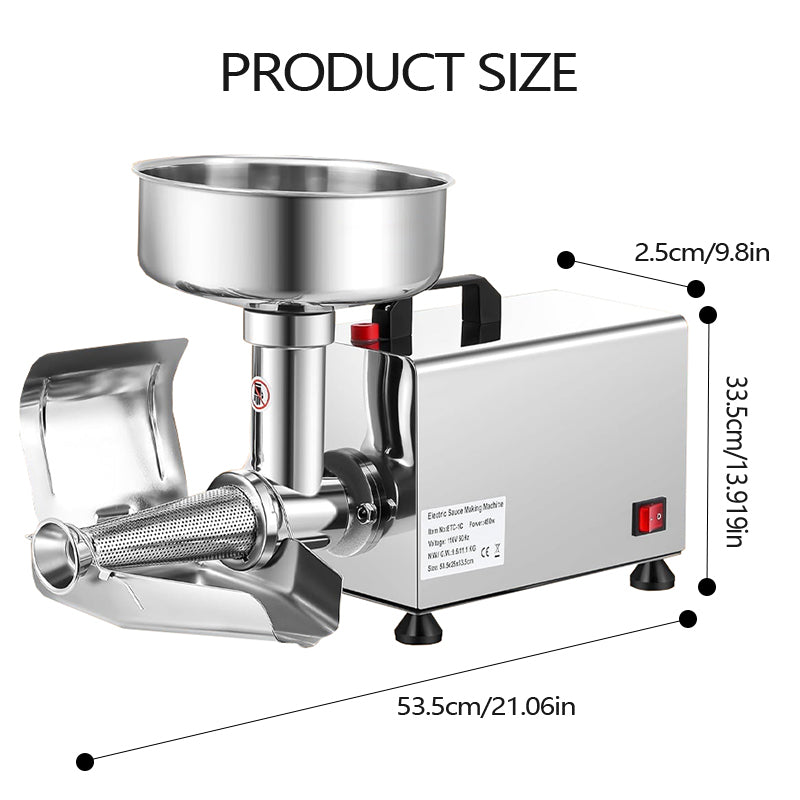450W Electric Tomato Strainer Stainless Steel Tomato Milling Machine Commercial Food Squeezer