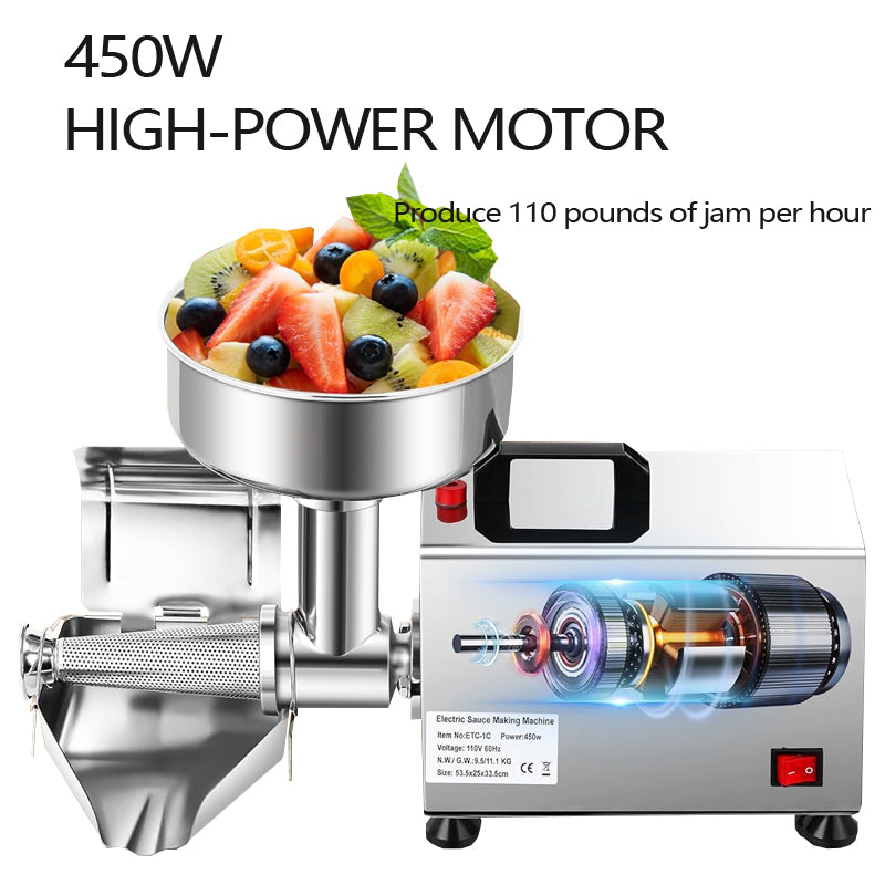450W Electric Tomato Strainer Stainless Steel Tomato Milling Machine Commercial Food Squeezer