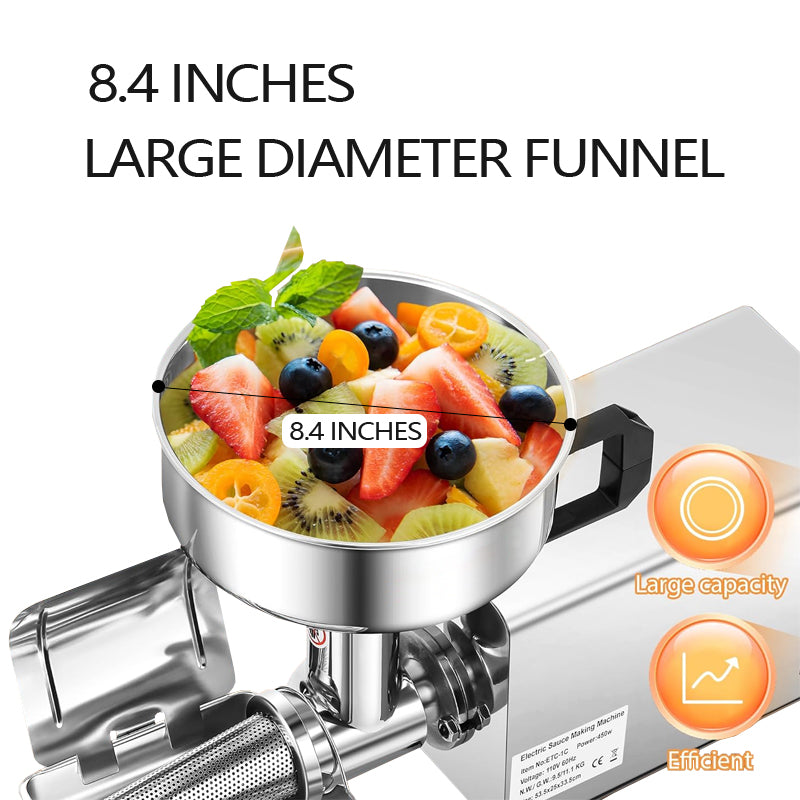 450W Electric Tomato Strainer Stainless Steel Tomato Milling Machine Commercial Food Squeezer
