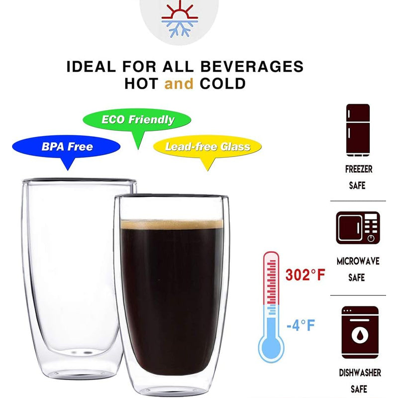 400ml Insulated Coffee Glass Double Wall Thermo Glass Cup Borosilicate Glass for Cappuccino Tea