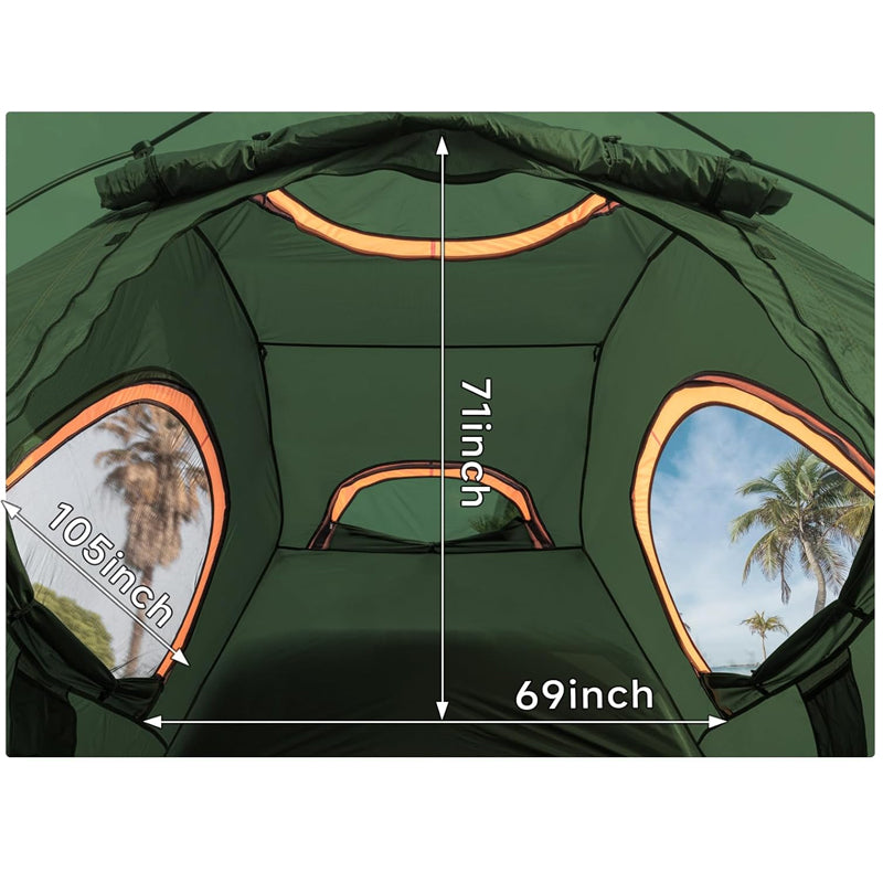 6.4-6.7ft Truck Bed Tent PU3000 Waterproof Pickup Truck Tent Double Layer Windows Truck Tent