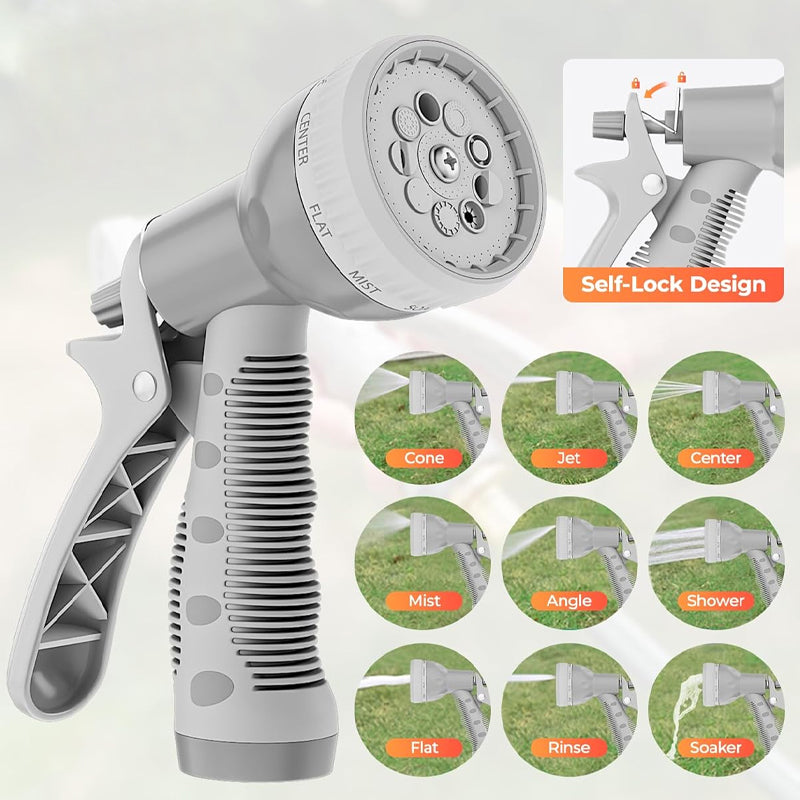 130' x 1/2" Hose Reel Retractable Garden Water Hose Reel with 9- Function Sprayer Nozzle