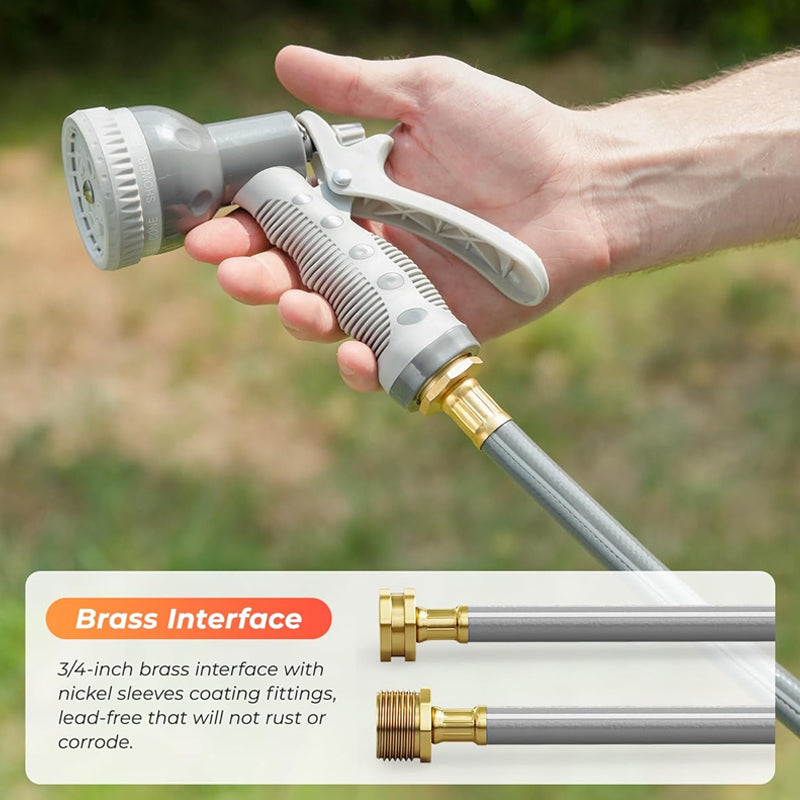 130' x 1/2" Hose Reel Retractable Garden Water Hose Reel with 9- Function Sprayer Nozzle