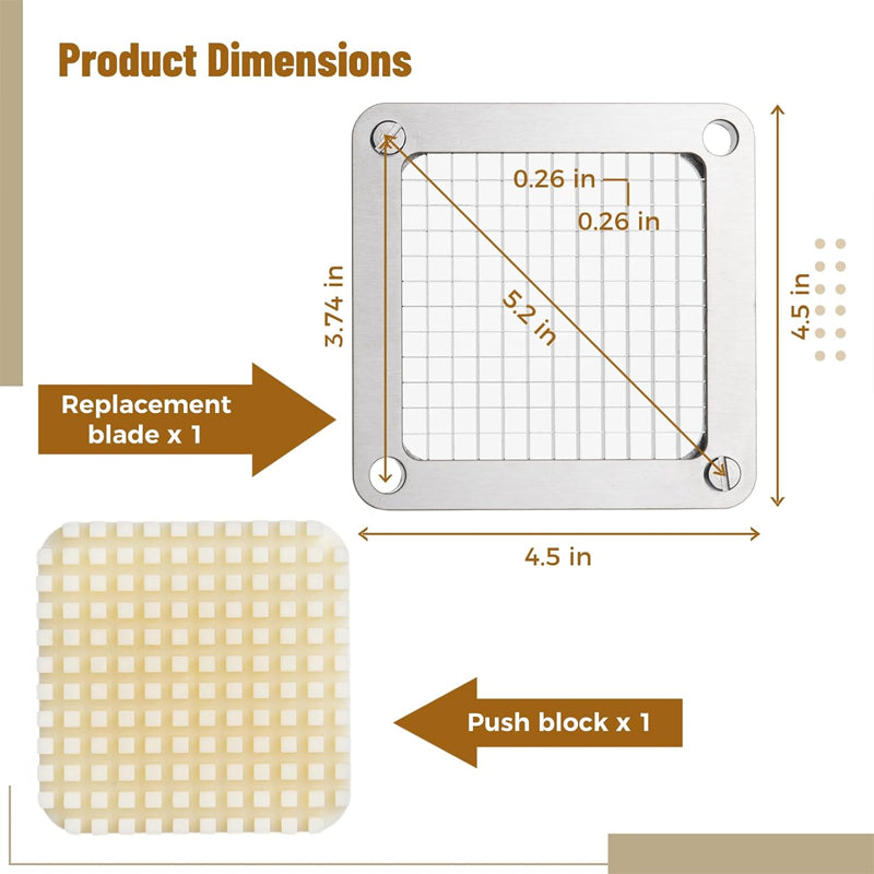 1/4 inch Replacement Chopper Blade Stainless Steel French Fry Cutter Blade Vegetable Dicer Slicer Blade