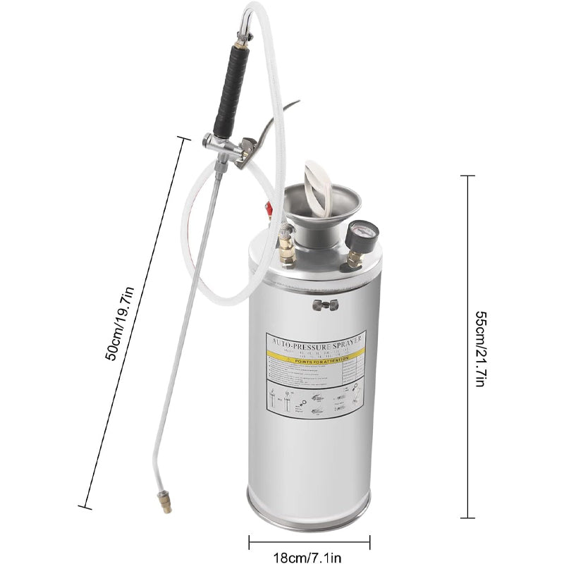 2Gal Stainless Steel Sprayer with Pressure Gauge and Safety Valve Hand Pump Sprayer for Gardening Lawn