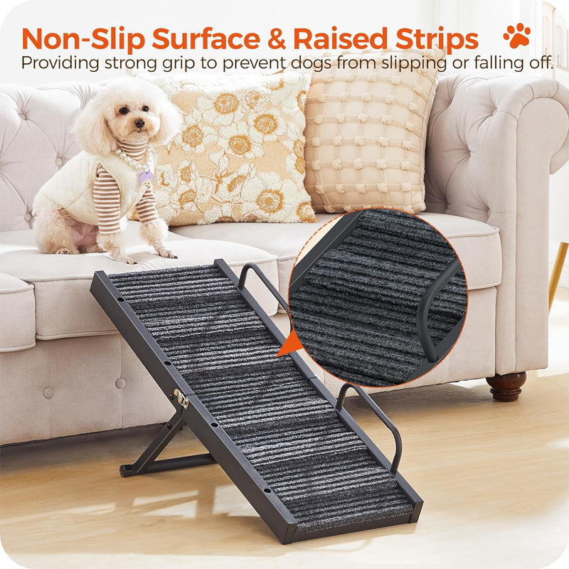 Dog Ramp 32" Long Folding Pet Ramp 5 Adjustable Height from 10.2" to 21.7" for Couch Bed or Car