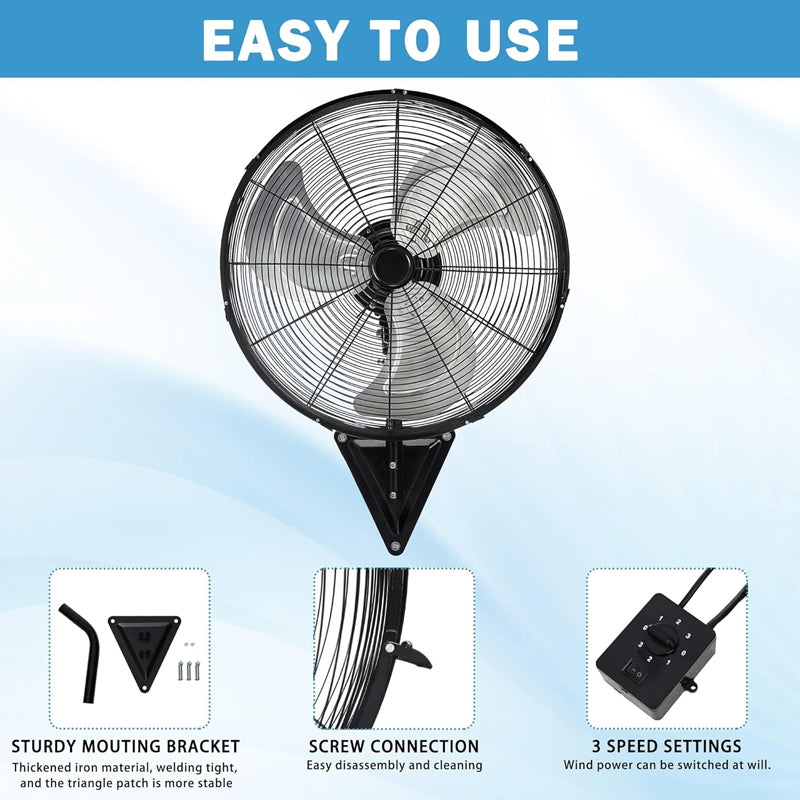 20 Inch Wall Mount Fan 3-speeds High Velocity Max. 4650 CFM Commercial Wall Fan for Warehouse Factory Workshop