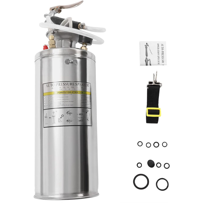 2Gal Stainless Steel Sprayer with Pressure Gauge and Safety Valve Hand Pump Sprayer for Gardening Lawn