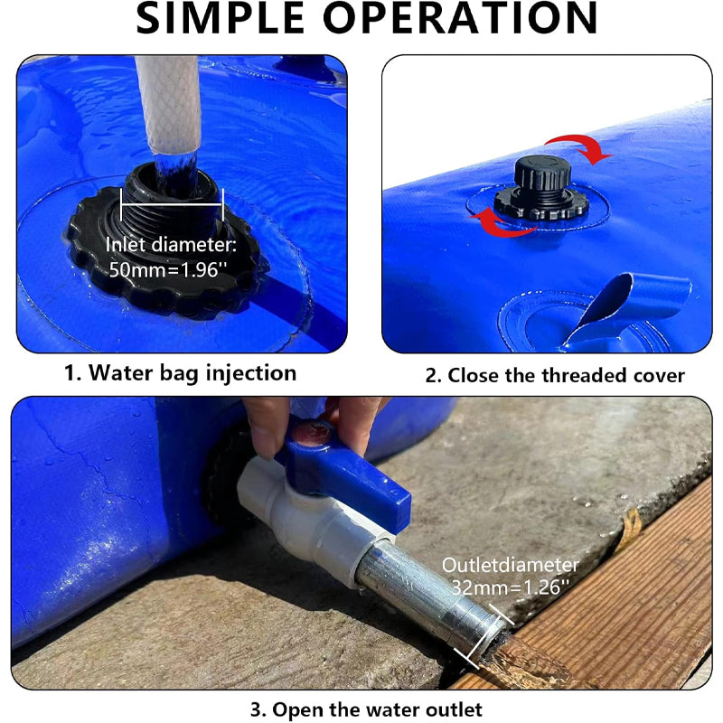 1000L/264 Gallon Water Storage Bladder Large Capacity PVC Water Storage Container Emergency Water Tank