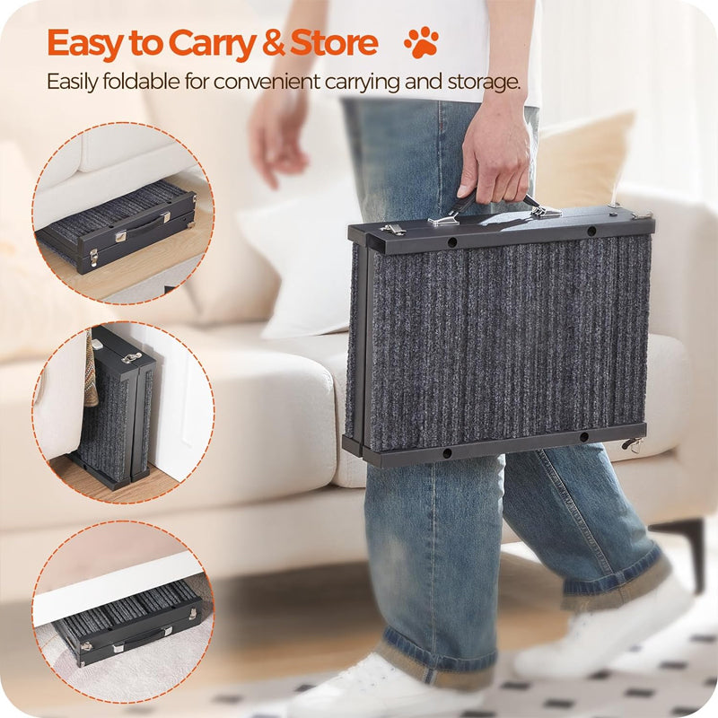 Dog Ramp 32" Long Folding Pet Ramp 5 Adjustable Height from 10.2" to 21.7" for Couch Bed or Car