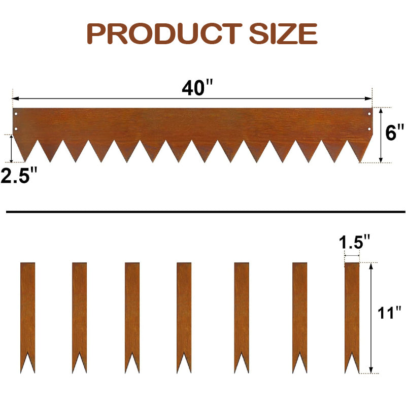 40" L x 6" H Steel Landscape Edging 6pcs Bendable Metal Landscape Edging with 7 Clips and Gloves