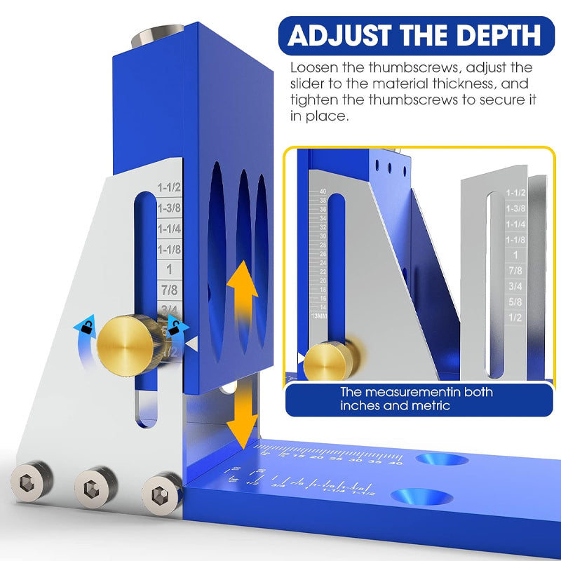 Pocket Hole Jig Kit Pocket Hole Drill Guide Jig Set for 15° Angled Holes Aluminum Wood Guides Joint Angle Tool