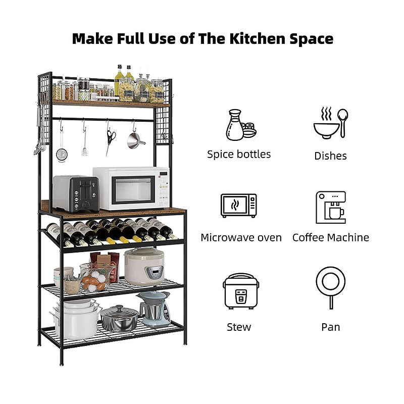 Kitchen Wine Bread Racks, Microwave Racks, Kitchen Shelves With Side Hooks, Kitchen Shelves With Storage Space, Wine Racks, Witchen Utility Storage Shelves