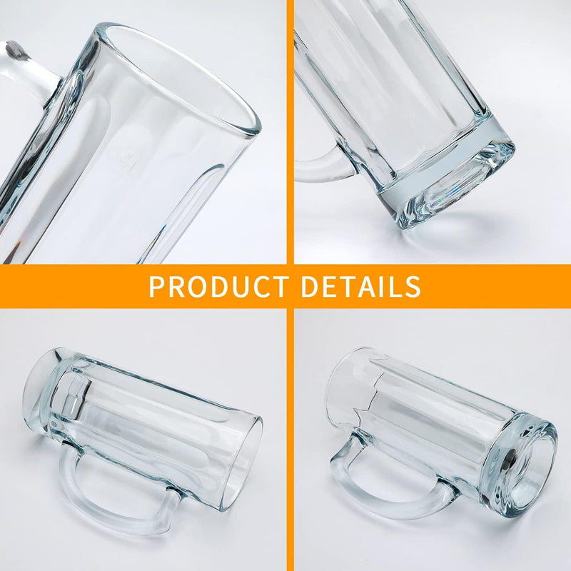 Glass Beer Mug Clear 500ml 16 oz Glass Mug with Handle Versatile Glass Cup