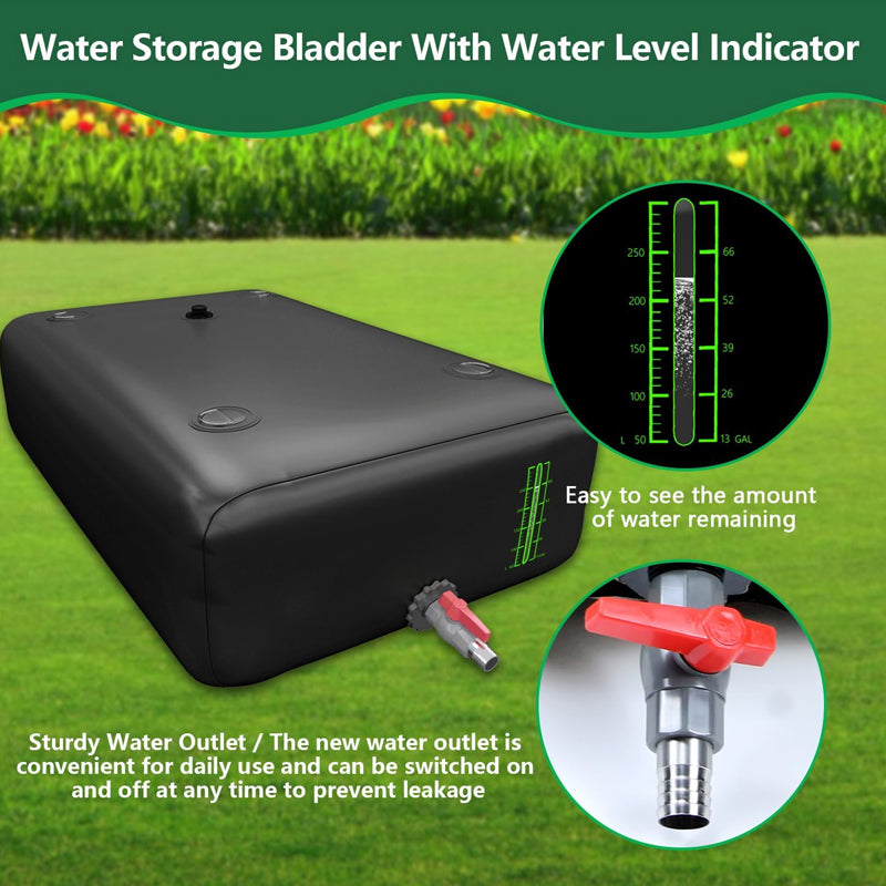 240L/63 Gallon Water Storage Bladder with Water Level Indicator PVC Water Tank Water Bag