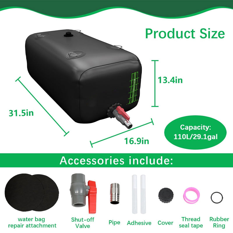 110L/29 Gallon Water Storage Bladder Water Tank Water Bag Foldable Water Storage Container