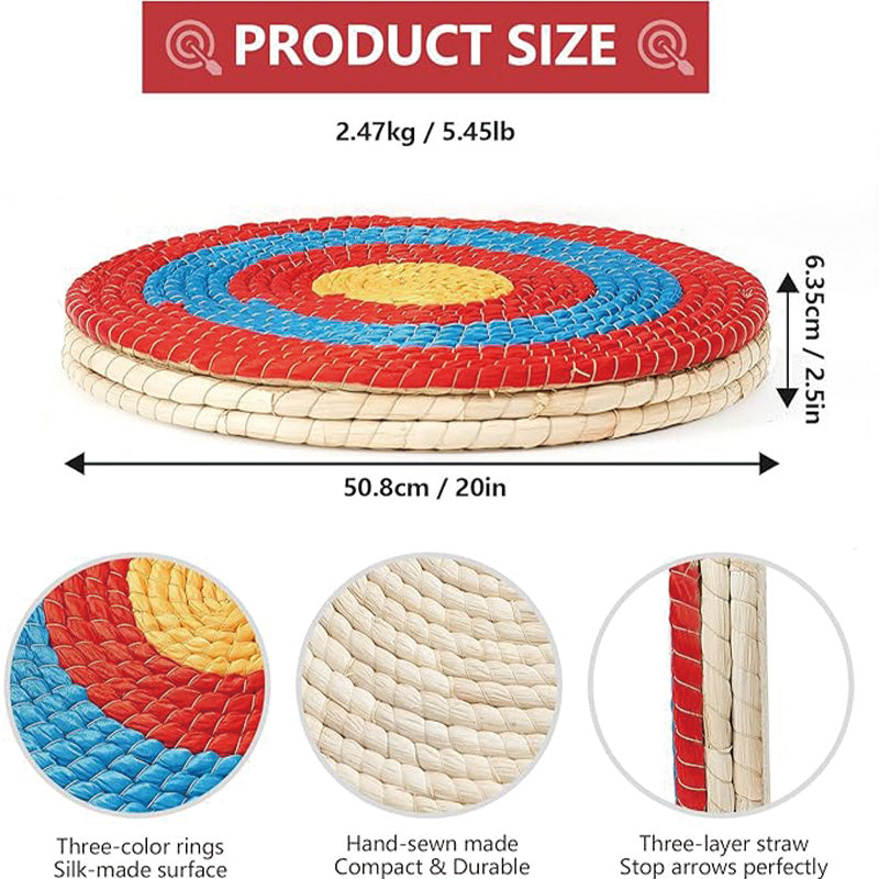 Archery Targets for Backyard 20 Inch Traditional Hand-Made Round Straw Archery Target Bow & Arrow Target for Archery Practice