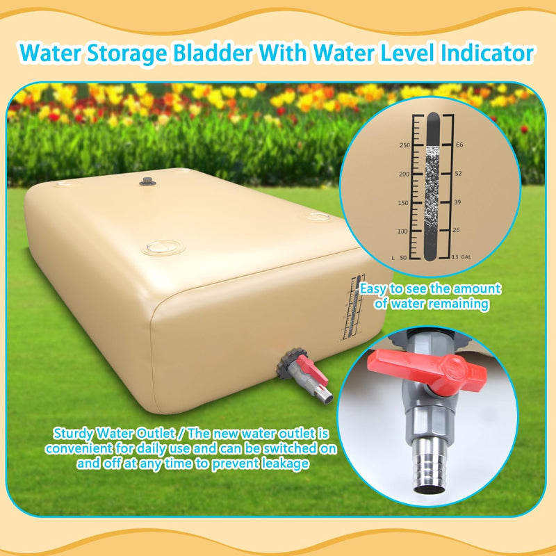 87 Gallon/330L Water Storage Bladder PVC Foldable Water Bladder Emergency Water Tank Water Bag