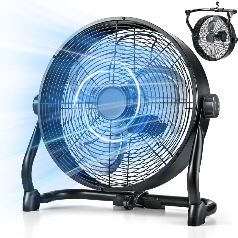 12" Cordless Fan Portable Rechargeable Cordless Fan 360° Tilt Industrial Heavy Duty Floor Fan