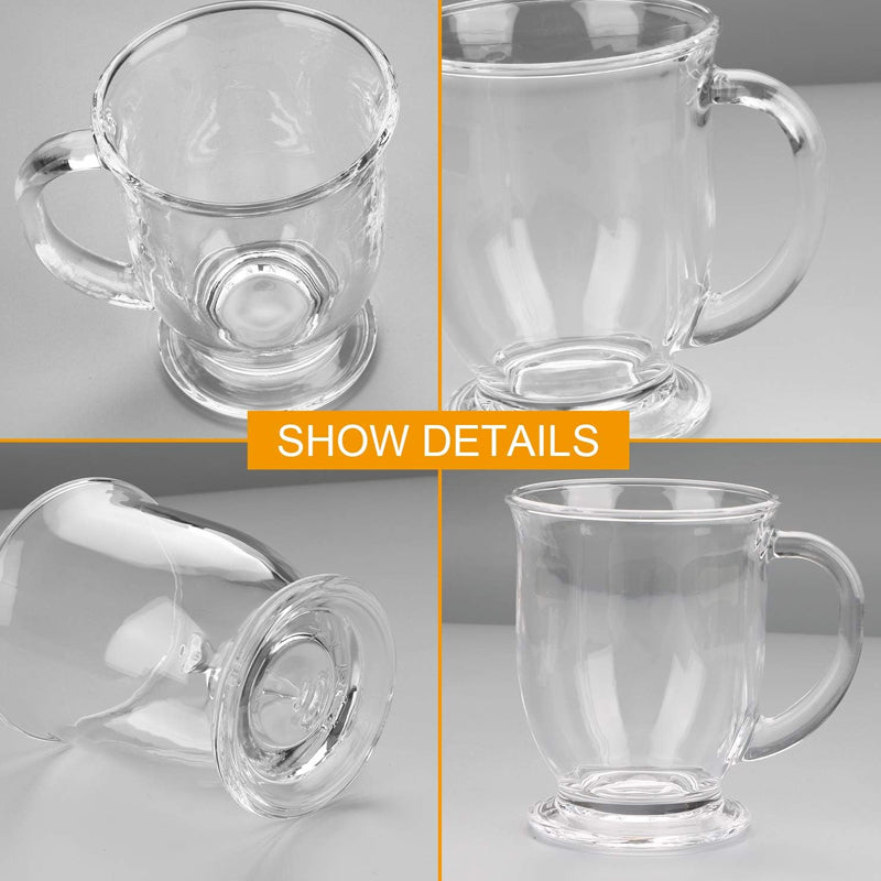 450ml/15oz Coffee Glass Clear Coffee Cup with Handle for Latte Cappuccino Hot Beverages