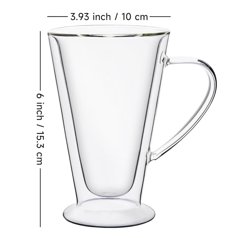 360ml/12oz Double Wall Coffee Glass Clear Glass lnsulated Cappuccino Tea Latte Cup