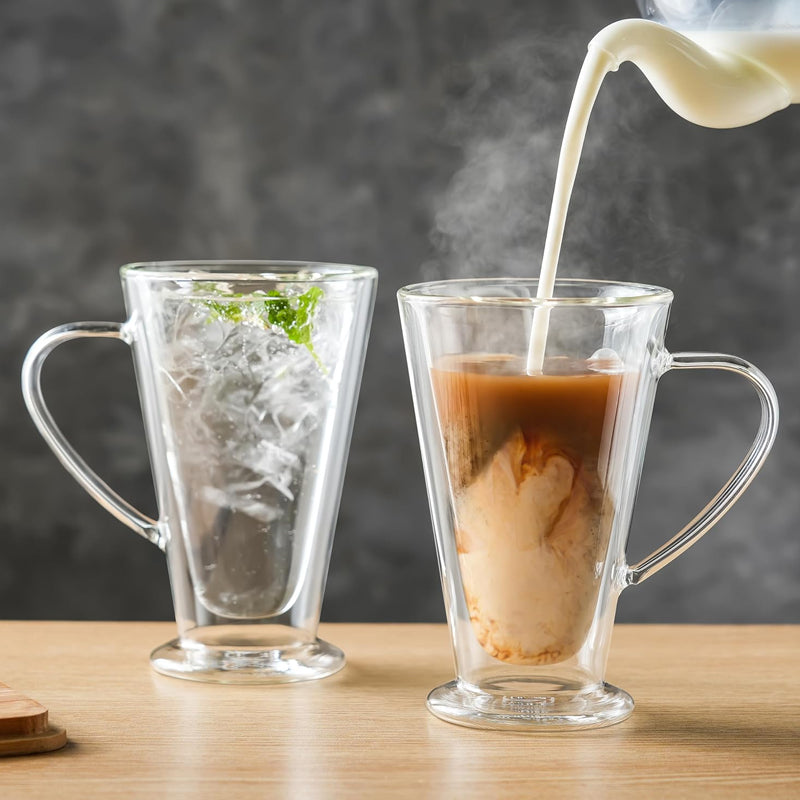 360ml/12oz Double Wall Coffee Glass Clear Glass lnsulated Cappuccino Tea Latte Cup