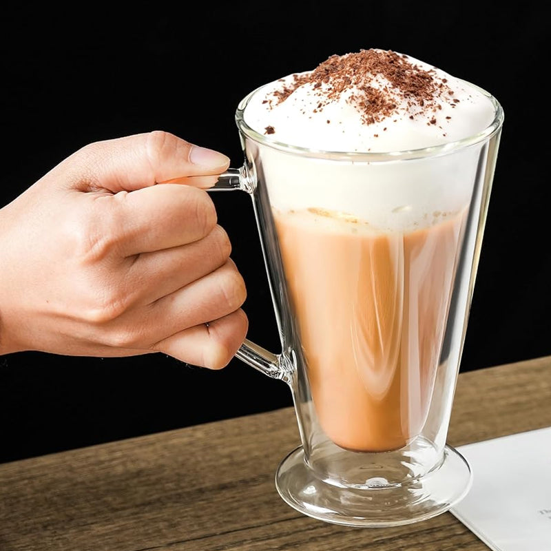 360ml/12oz Double Wall Coffee Glass Clear Glass lnsulated Cappuccino Tea Latte Cup