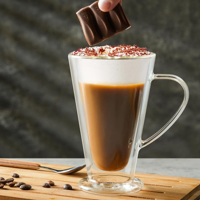 360ml/12oz Double Wall Coffee Glass Clear Glass lnsulated Cappuccino Tea Latte Cup